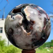 2.12LB Natural Sakura Flower Agate QUARTZ Sphere Crystal Ball Healing