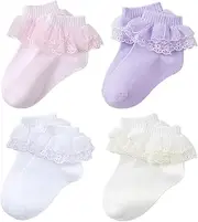 [XPXGMT] Frilly Lace Baby Girls Socks School Toddler Girls Socks