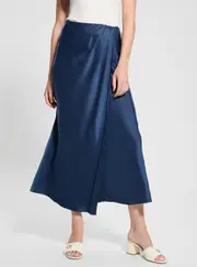 GUESS Women's Blue Anastasia Maxi Skirt Size: Small, Elastane