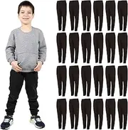 [YACHT & SMITH] 24 Pack of Boys Jogger Bulk Sweatpants, Black Navy Gray, Comfy Lounge Joggers for Kids
