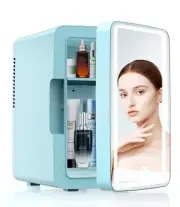 PERSONAL CHILLER 6.2L Skincare Fridge with LED Makeup Mirror, Mini Fridge Coo...