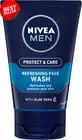 NIVEA MEN Protect & Care Refreshing Face Wash 100ml Hydrating Cleanser for Men
