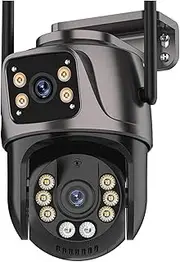 4K 8MP Outdoor WiFi IP Camera Dual Lens Security Camera 3K Dual Screen Human Dection Waterproof Camera PTZ Surveillance(U/S,6MP Add 64G)