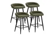 Oikiture Bar Stools Set of 4 Kitchen Dining Chairs Counter Stools Green Boucle