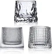 [DATOUPINGQI] Whisky Glass Set of 3, 5Oz Whiskey Tumbler Glasses Flat Bottom Crystal Whiskey Glasses Old Fashioned Whiskey Glasses Rock Cocktail Glasses, Whiskey Gift Sets for Men Women