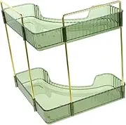 CORHAD Double Wall Corner Shelf Dresser Counter Bathroom Tray Stand Airtight Decor Locker Shelves Over The Toilet Storage Cabinet Washroom Organizer for Bathroom Suction Bar Iron Green