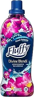 Fluffy Concentrate Liquid Fabric Softener Conditioner, 900mL, 45 Washes, Lotus Flower & Sea Minerals, Divine Blends