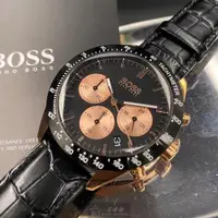 在飛比找ETMall東森購物網優惠-BOSS 伯斯男女通用錶 42mm 玫瑰金圓形精鋼錶殼 黑色