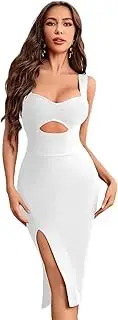 [meilun] Midi Bodycon Bandage Dresses Semi-Formal Cut Out Split Wedding Guest Dress