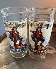 Captain Morgan Coconut Rum and White Rum cut bottle drinking glasses, set of two
