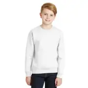 Jerzees Youth Nublend Long Sleeve Crew Neck Sweatshirt- White, Medium 10/12