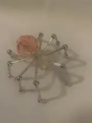 Handmade Beaded Wire 2 inch PINK SPIDER Halloween Christmas Decoration