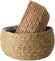 1pc Straw Flower Pot Woven Flowerpot Round Seagrass Baskets Seagrass Plant Basket Straw Weaving Basket Rattan Jute Basket Plant Containers Waving Flowerpot Woven Basket to Weave
