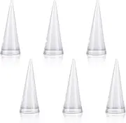 AUEAR, 6 Pack Acrylic Crystal Ring Display Holder Wedding Cone Showcase Stand for Jewelry Store Bedroom (Clear)