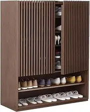 EESHHA Shoe Rack Shoe Racks 45" H Tall Sideboard Storage Cabinet, Wood 2 Door Entryway Shoe Cabinet with Adjustable Shelves, for Hallway Dining Room, Walnut Color Shoe Shelf (Size : 100cm)
