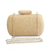 Nevenka Womens Wedding Clutch Purse Hand-Woved Evening Handbag Party Beach Bag-Gold