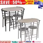 Breakfast Bar Set MDF Iron Dining Table 2 Stools Chairs Kitchen Silver/Black AU