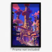 Art Poster - Sharp Exotic City (Psychedelic Trippy Weird 11x17 Cartoon Print)