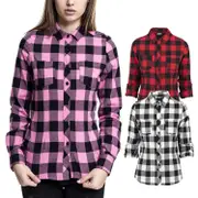 Urban classics ladies - TURNUP FLANNEL lumberjack shirt Black/Red XL