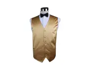 Mens Gold Plain Vest Waistcoat Polyester