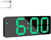 Digital Alarm Clock, LED Digital Bedside Clock Battery Powered with Snooze, Adjustable Brightness,USB Port Mirror Alarm Clock for Bedroom, Bedside, Office& Travel