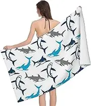 JBYJBX Sharks Print Beach Towel Quick Dry Sandproof Microfiber Beach Bath Towel for Travel Pool Camping