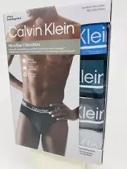 CALVIN KLEIN Men's Microfiber Hip Brief *Pack of 4* Soft, Wicking, Black, M
