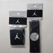 Vintage Nike Jordan Jumpman Headbands & Wristbands Black/White New!
