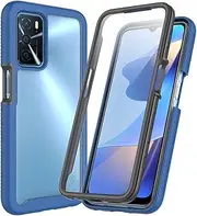 [XINNI] Case for Oppo A16/A16S/A54S, 360 Degree Shockproof Protective Case with Integrated Screen Protector, Robust Bumper Outdoor Full Body Case, Dark Blue