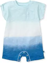 [Burt's Bees Baby] baby-boys Short Sleeve Romper, 100% Organic Cotton, One-piece Outfit, Clothes for Sizes Newborn to 24 Months