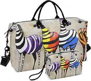 [ZRYSMY] Duffel Bag for Traveling, Abstract Zebra Art Travel Bag Gym Bag, with Multiple Interior Pockets Shoulder Weekender Bag for Women Men with Toiletry Bag 20.5L x 1.9W x 13.8H, Multi-Colored, one