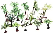 14pcs Model Tree Diorama Base Palm Trees Outdoor Plant Basket Liner Palm Tree Picks Cake Topper Trees Coconut Trees Diorama Supplies Scene Palm Tree Decor Tropic Green Plastic