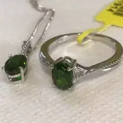 Russian Chrome Diopside Solitaire Set: Ring (Sz6), Pendant & Chain TCW 1.60cts
