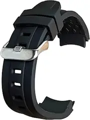[Swift Gift UK] Black Curved End 22mm Watch Strap Silicone Rubber Watch Straps For Men Diver Style Rubber Watch Strap Replacement Band