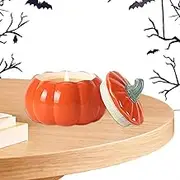 Pumpkin Candle Holder, Pumpkin Tea Jar | Pumpkin Tea Light Jar Pumpkin Shaped Tea Jar | Photo Food Storage Container, Festive Ceramic Jar with Lid, Coffee Canister Storage Tins