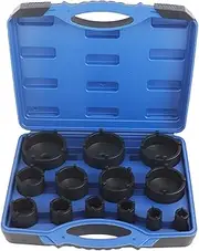 maXpeedingrods 13PCS Spindle Nuts Socket Kit Ball Joints Axle Locknut Remove Install Locking Hub Socket for KM Groove Nuts, 4 Teeth Exterior with 1/2'' 21.5mm Fits for GM Dodge Ford and GMC