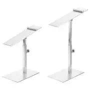 Shoe Display Stand 2 Pack Adjustable High Heel Risers Metal Shoe Rack - Silver