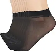 salbsever 10 Pairs Ankle Nylon High Sheer Socks for Women, Universal Nude Ultra Thin Nylon Mesh Socks Stockings Summer Socks
