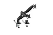 BRATECK LDT82-C024UC DUAL SCREEN HEAVY-DUTY GAS SPRING MONITOR ARM WITH USB PORTS For most 17'~35' Monitors, Matte Black(New)