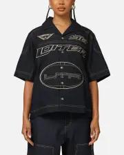 [LOITER] Loiter Motor Denim Button Up Shirt Indigo - Size S S Indigo