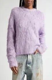 Acne Studios Klux Fuzzy Crewneck Sweater in Purple Ada at Nordstrom, Size Large