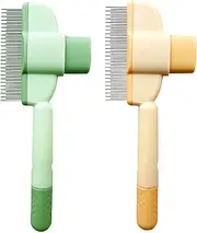 Pet Hair Removal Comb Flea Comb, 2025 New Cat Grooming Brush with Release Button, Grooming Brush for Shedding Pet Hair, Dog Combs for Pets Ha-ir Remover, Se-lf Cleaning Slicker Brushes f-or Pets(1)