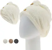 Microfiber Hair Towel Wrap for Women Turban Rapid Drying Towels Wet Hair Shower White