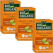 [INDUS VALLEY] 100% Chemicals Free Natural Organic Triple Sifted Micro Fine Copper Henna Hair Colour With Antifungal And Antimicrobial Properties That Cool And Soothe Your Scalp Pack Of 3