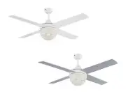 Ceiling Fan with Lighting and Remote Control Kelcie White/Silver 132 CM
