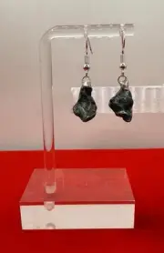 Gebel Kamil Meteorite Earrings, 4.08 Grams, Astronomy, Authentic Meteorite