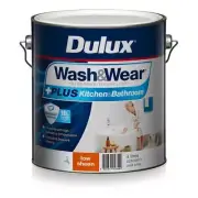 Dulux 4L Interior Paint Wash&Wear +PLUS Kitchen & Bathroom Low Sheen Vivid White