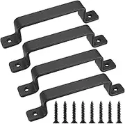 4 Pcs Sliding Barn Door Handles, Black 7.4 inch Gate Handles Hardware, Garage Door Pull Handles for Interior Outdoor Sliding Barn Garages Closet Sheds Drawer Doors Gates Pull Handles