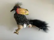Folkmanis Plush Roadrunner Hand Puppet Bird Black Tan Feather Tail 10” Retired