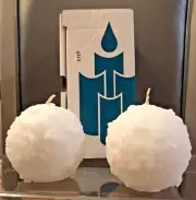 PartyLite 3 1/2" Snowball Pair Candles Q3510 Retired New In Box